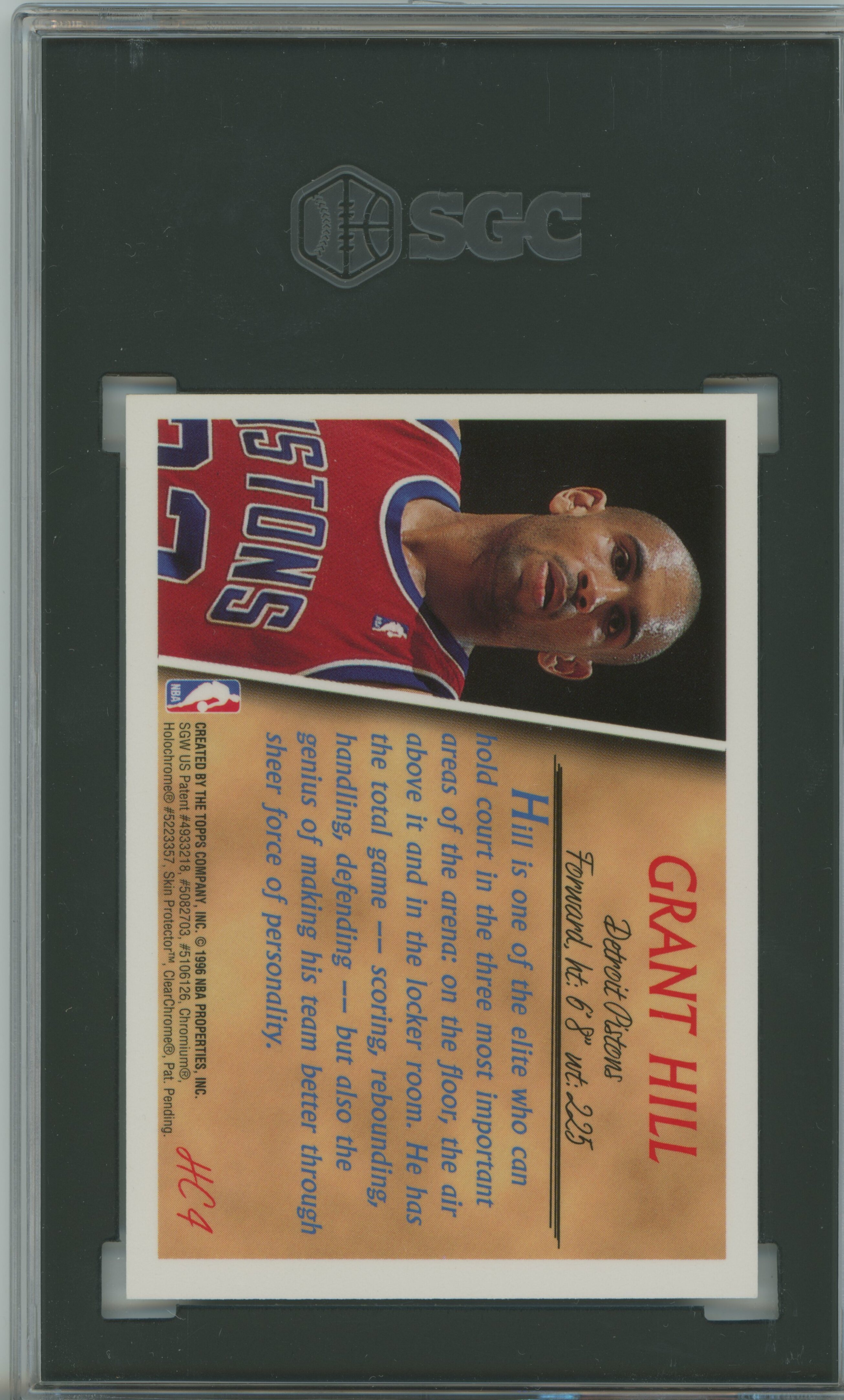 1996-97 Topps Holding Court Refractor Grant Hill SGC 9