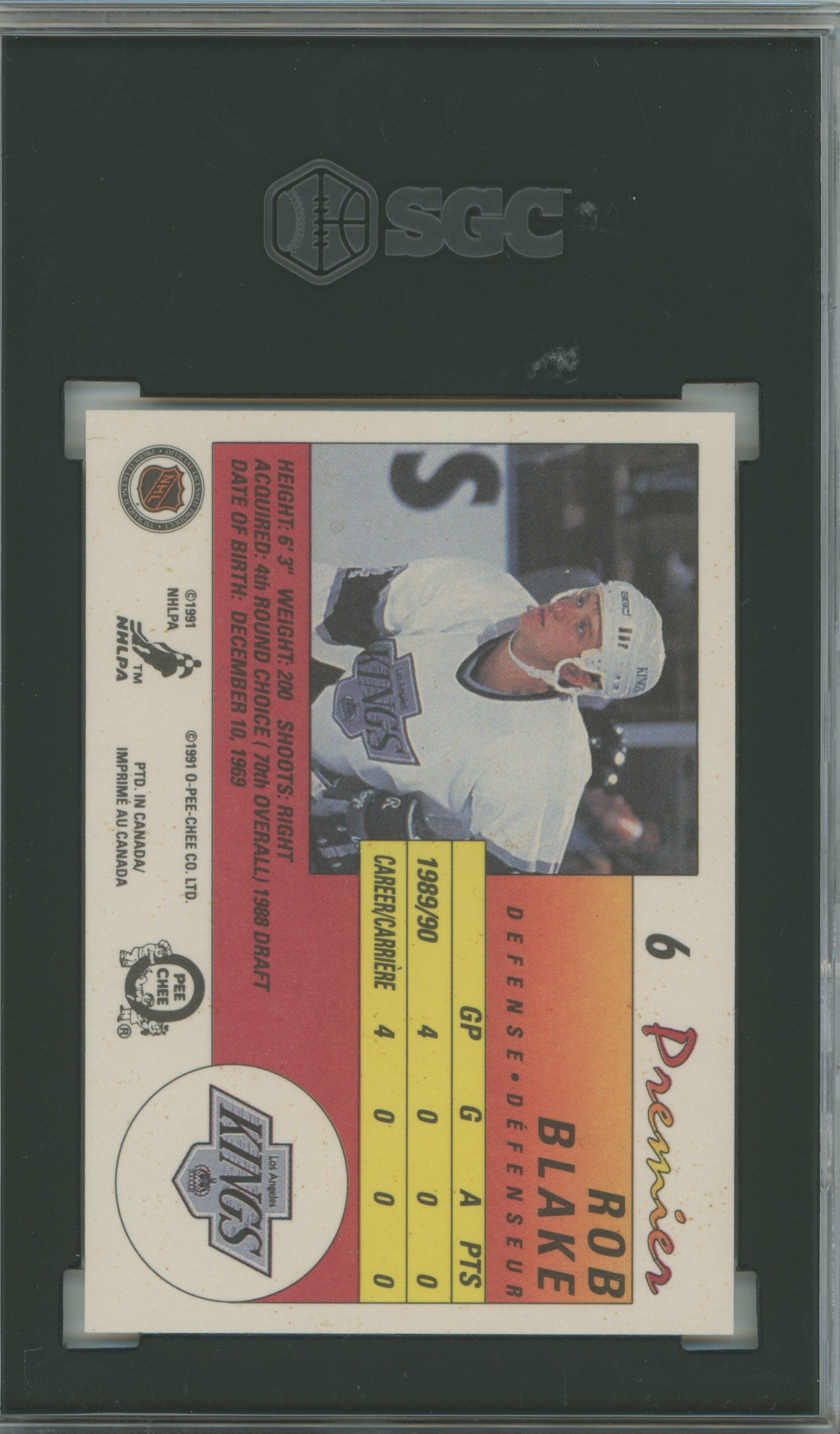 1990-91 O-Pee-Chee Premier Rob Blake SGC 10