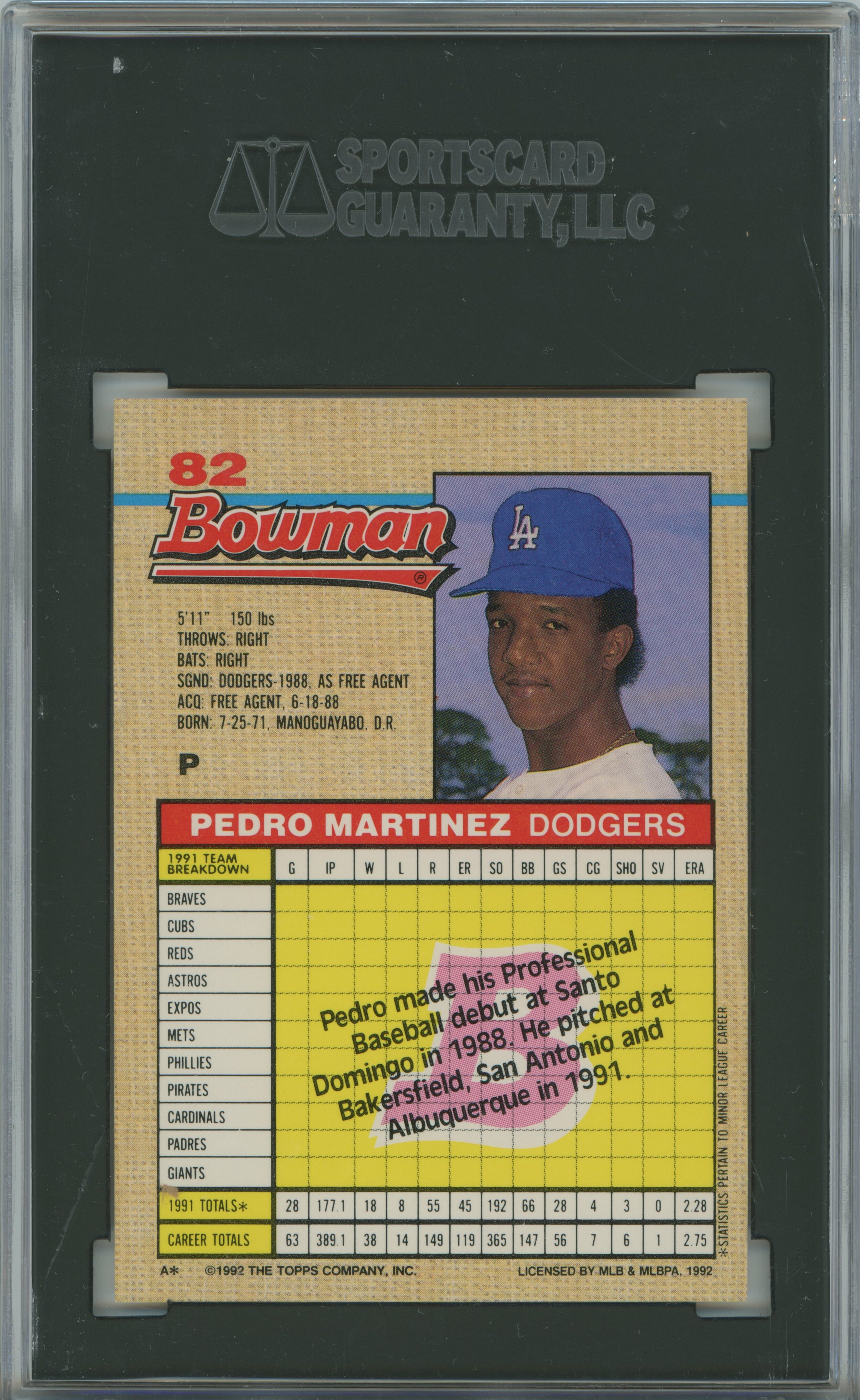 1992 Bowman Pedro Martinez SGC 9.5