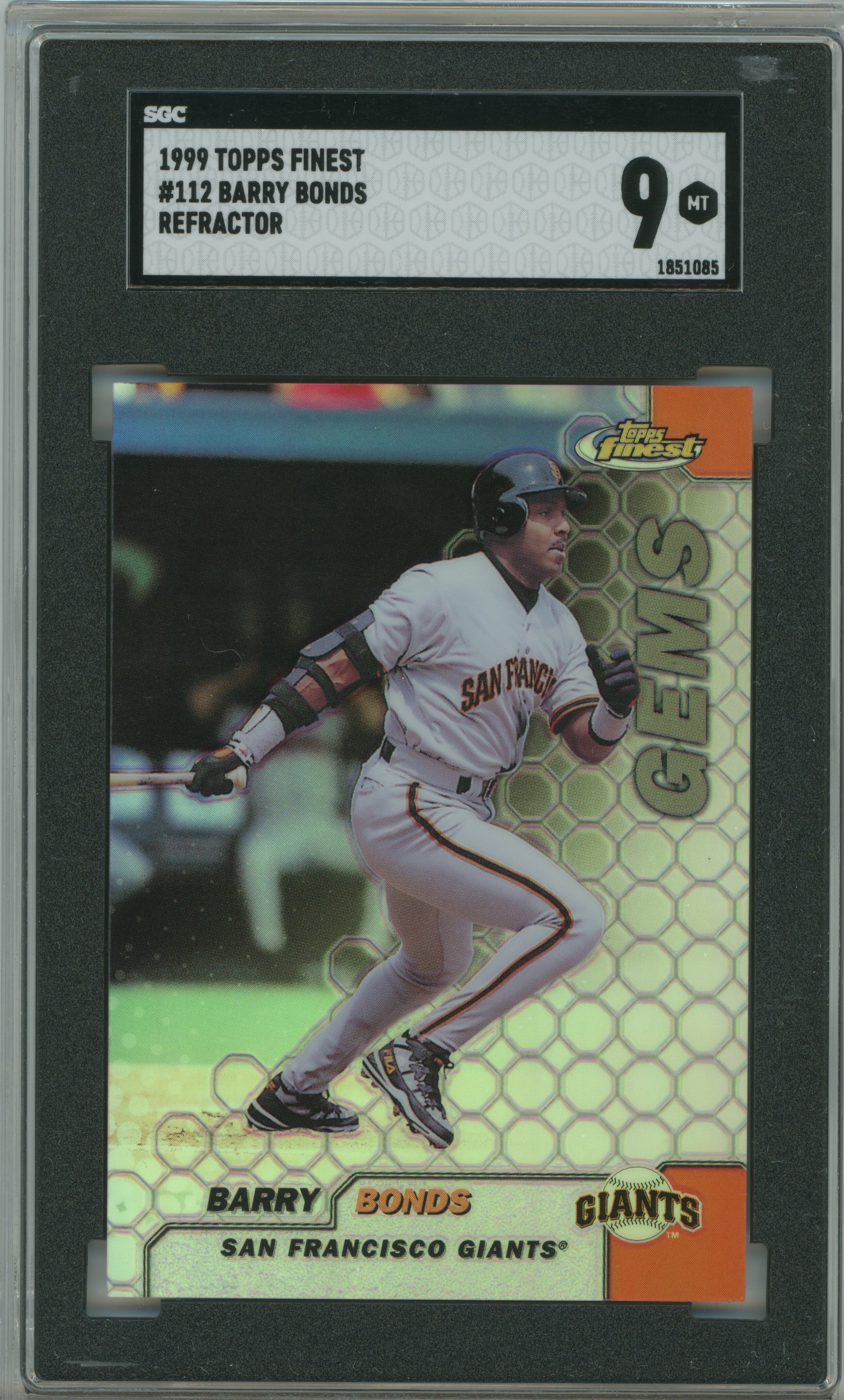 1999 Finest Refractor Barry Bonds SGC 9