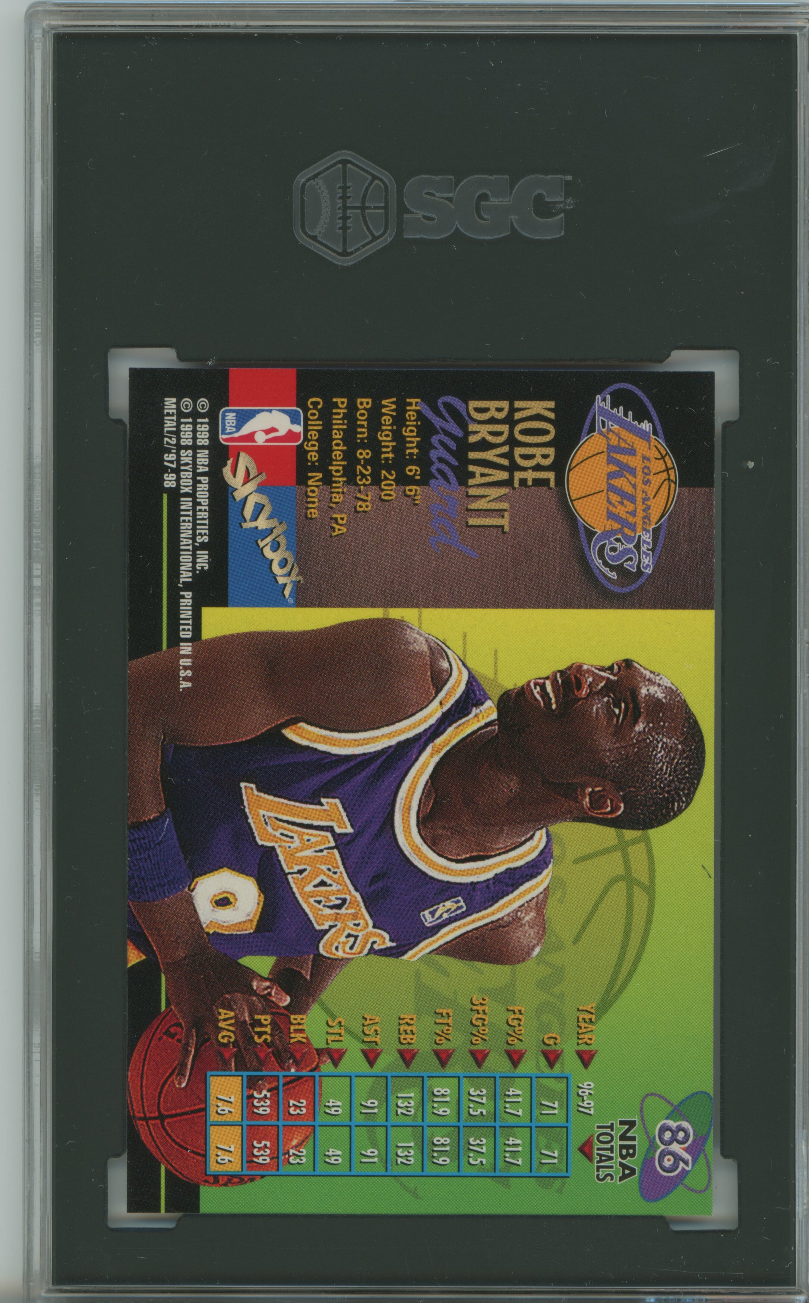 1997-98 Metal Universe Championship Kobe Bryant SGC 10