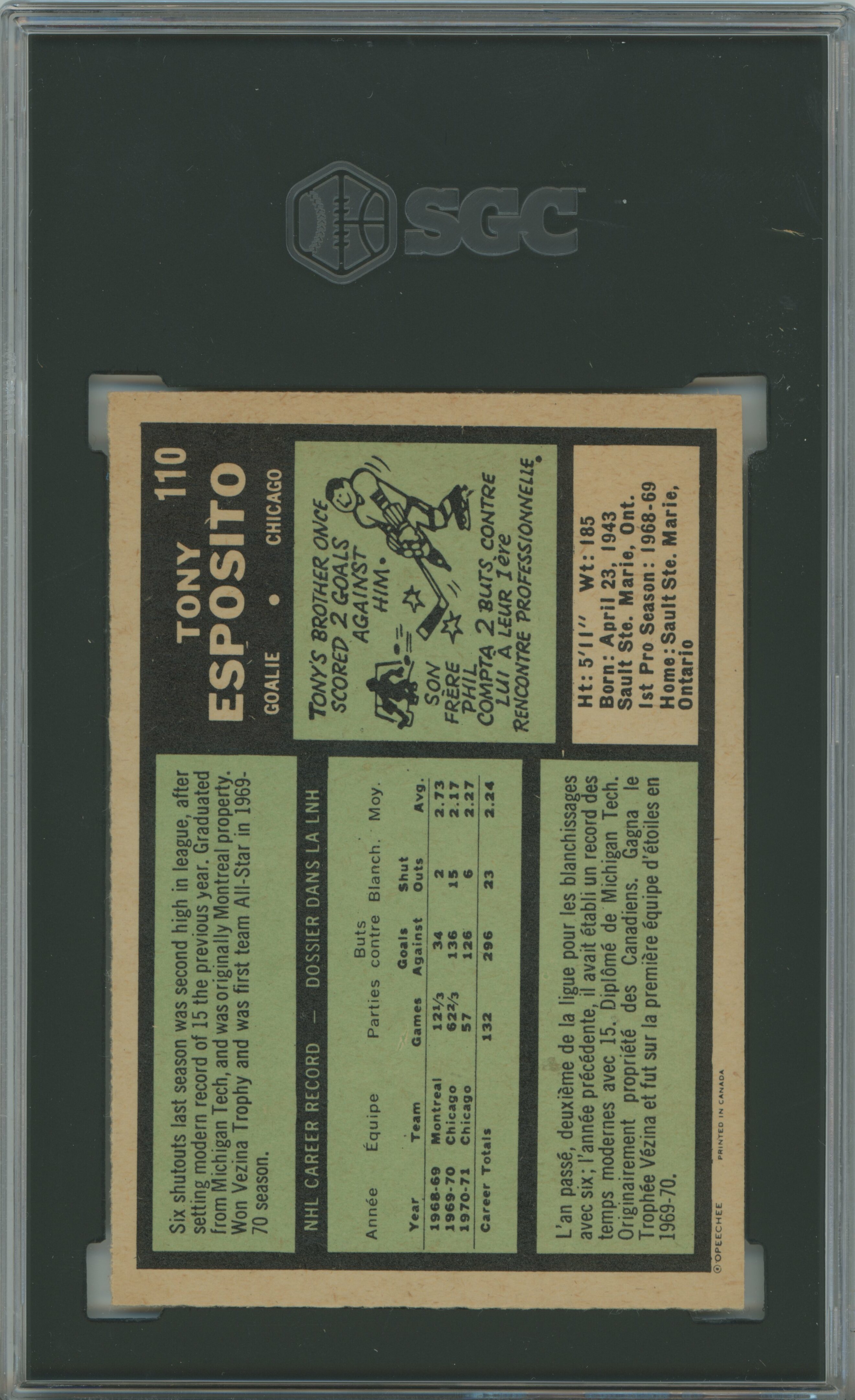 1971-72 O-Pee-Chee Tony Esposito SGC 8.5