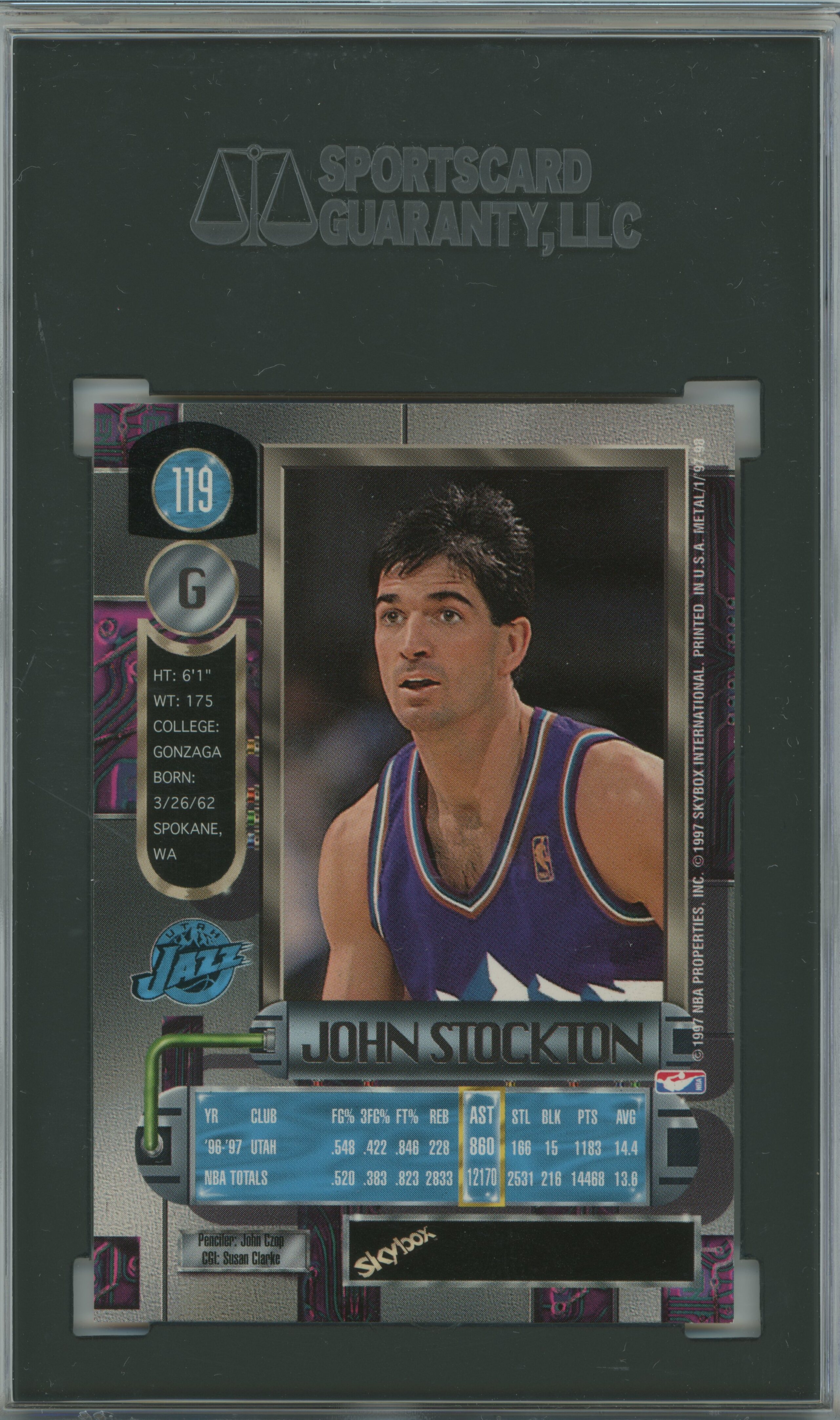 1997-98 Metal Universe John Stockton SGC 9.5