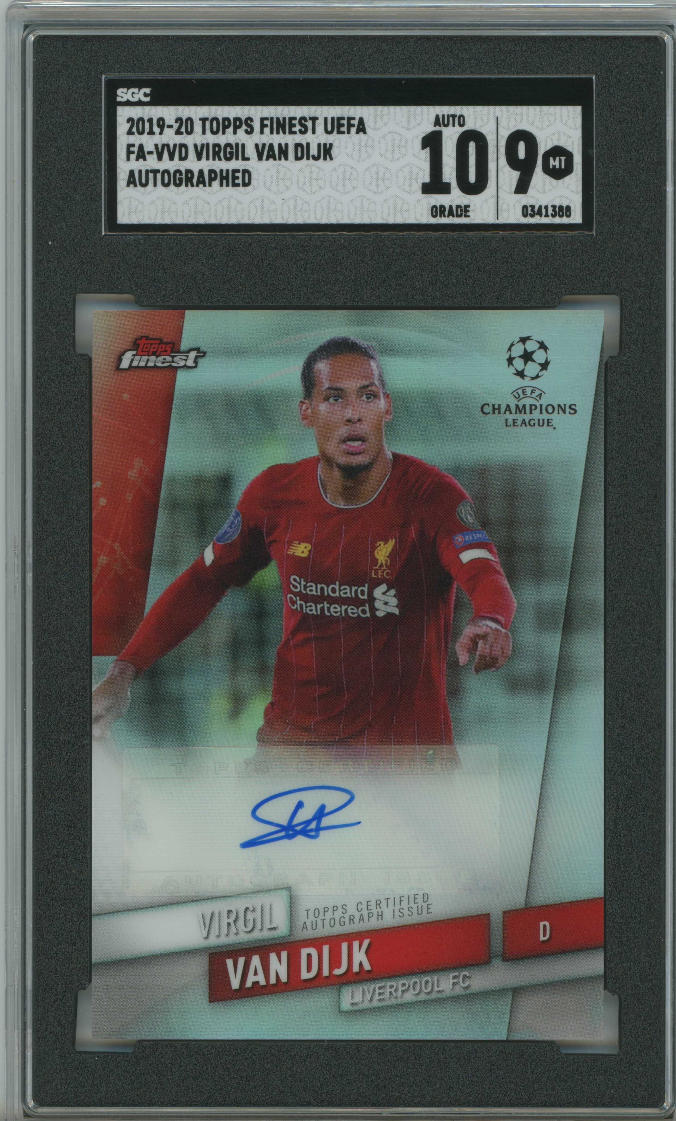 2019-20 Finest UCL Auto Virgil Van Dijk SGC 9