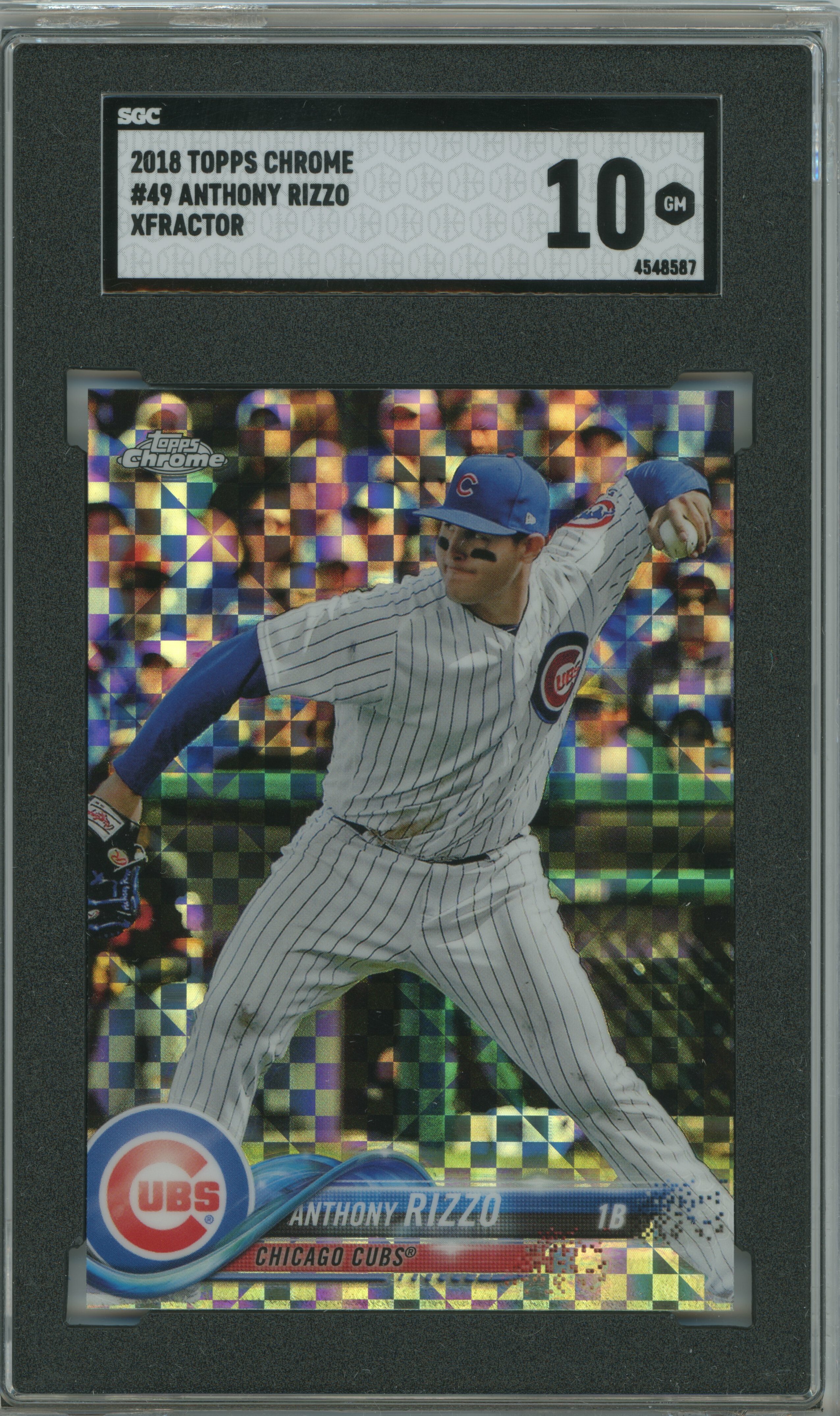 2018 Topps Chrome Xfractor Anthony Rizzo SGC 10