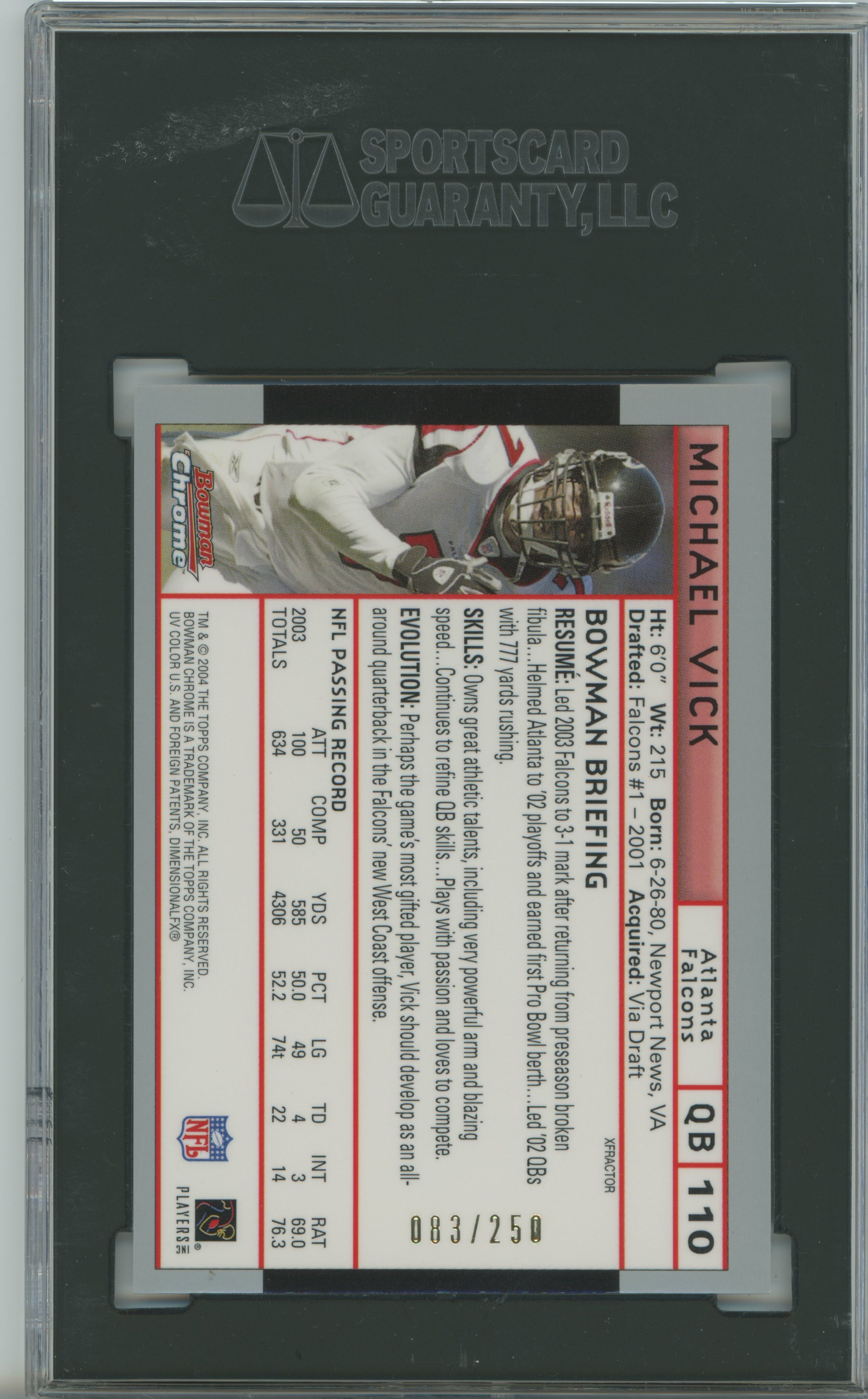 2004 Bowman Chrome Xfractor Michael Vick SGC 8.5