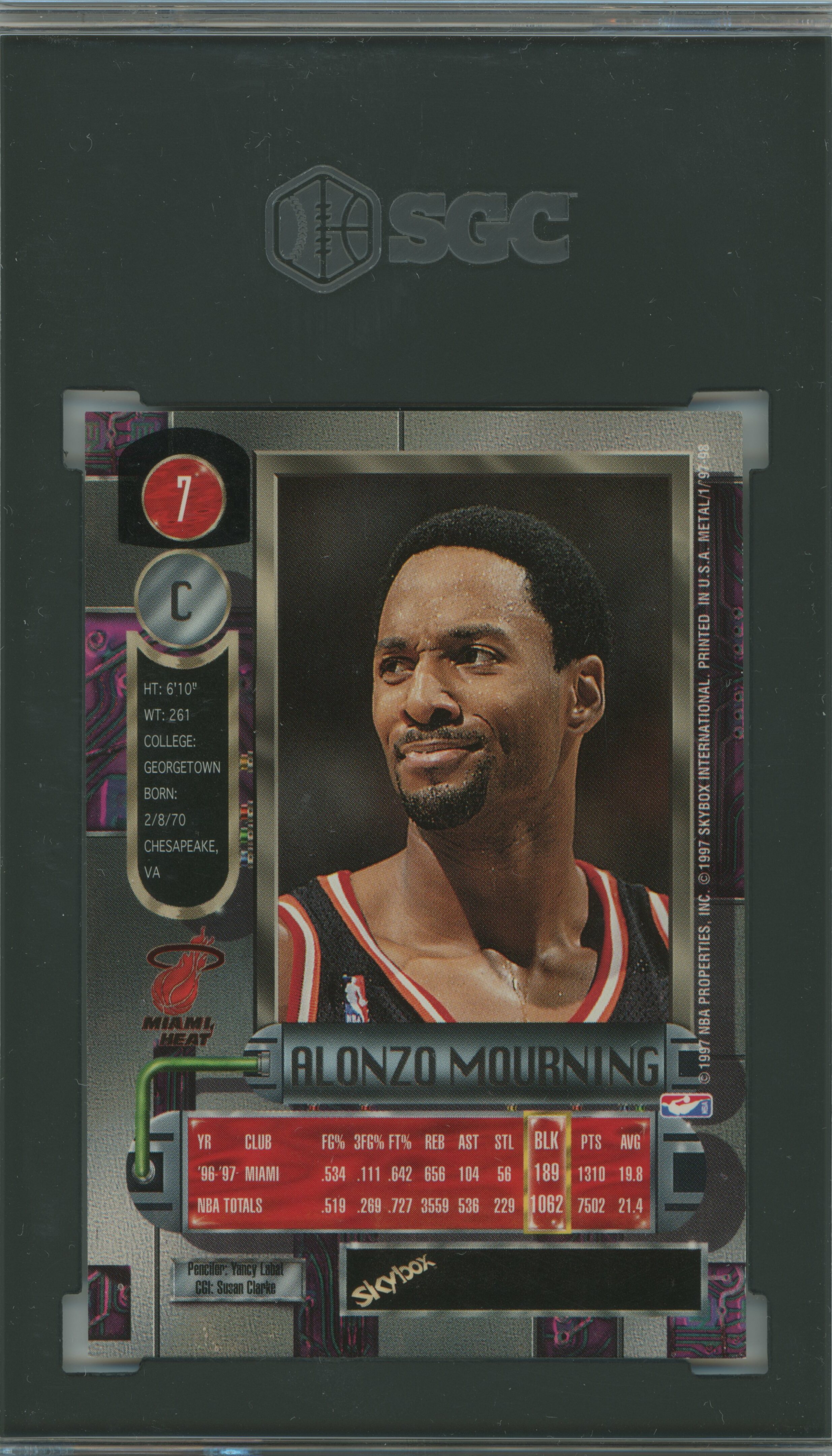 1997-98 Metal Universe Alonzo Mourning SGC 9.5