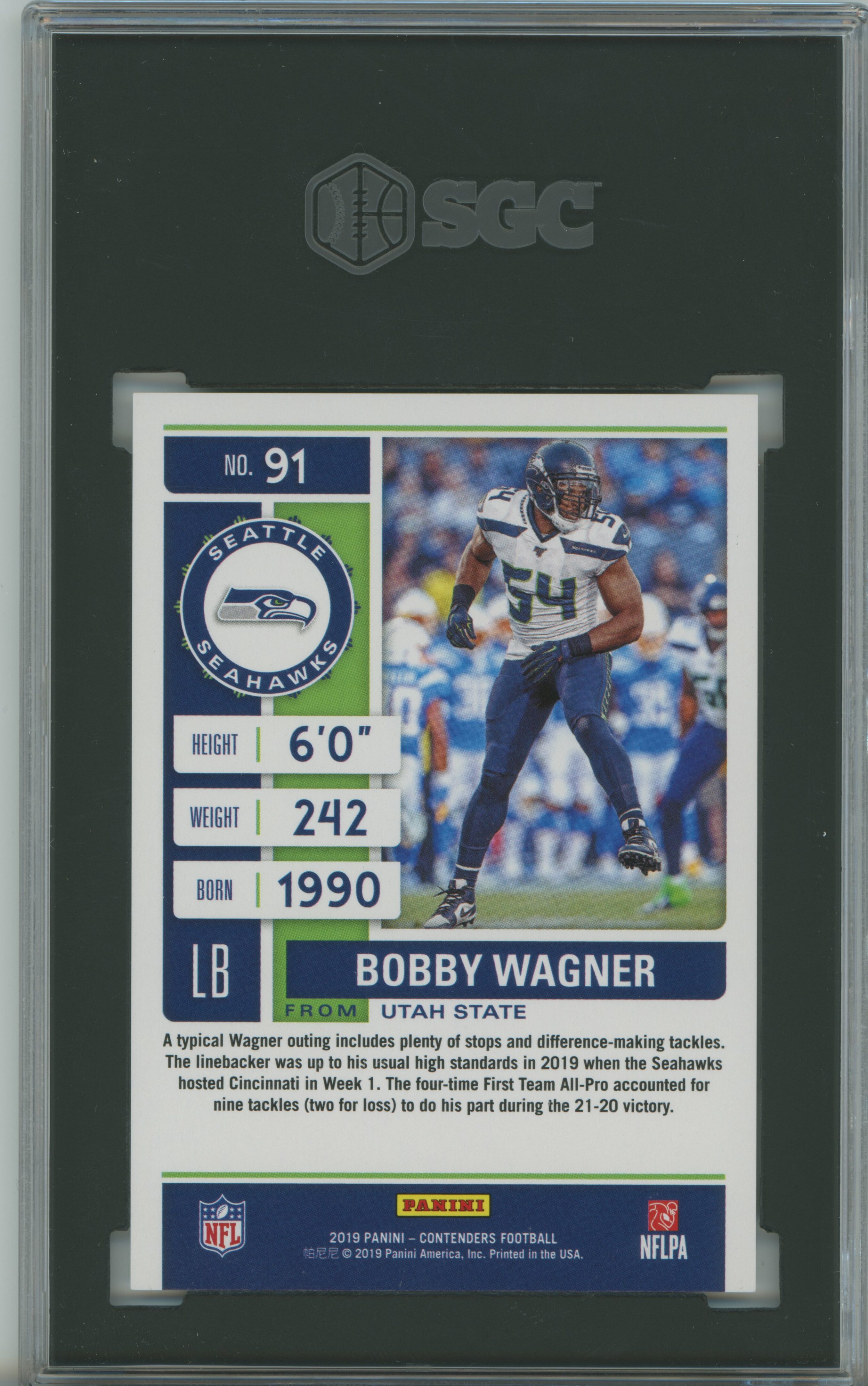 2019 Contenders Season Ticket Cracked Ice Booby Wagner SGC 10