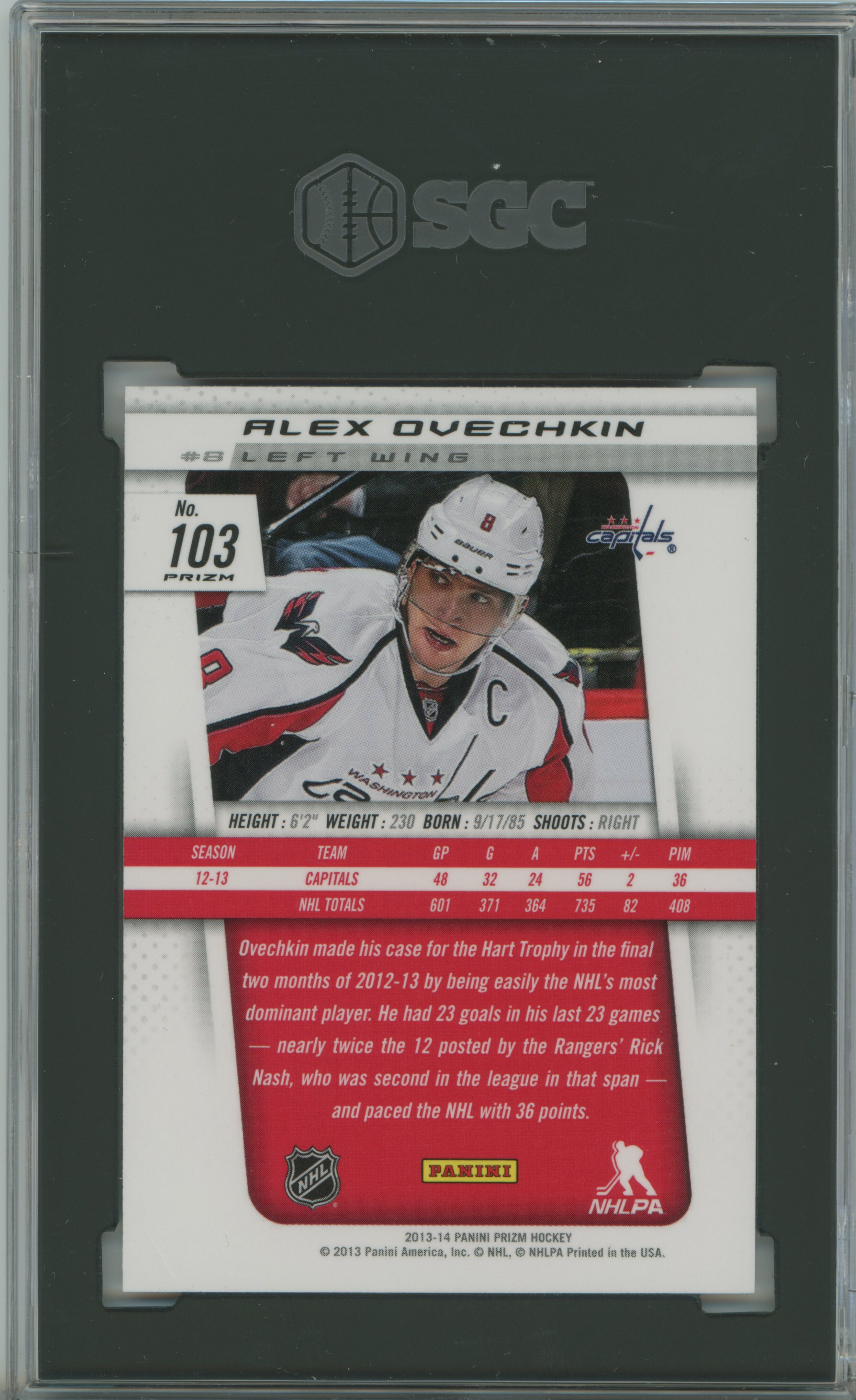 2013-14 Prizm Red Prizm Alex Ovechkin SGC 9.5