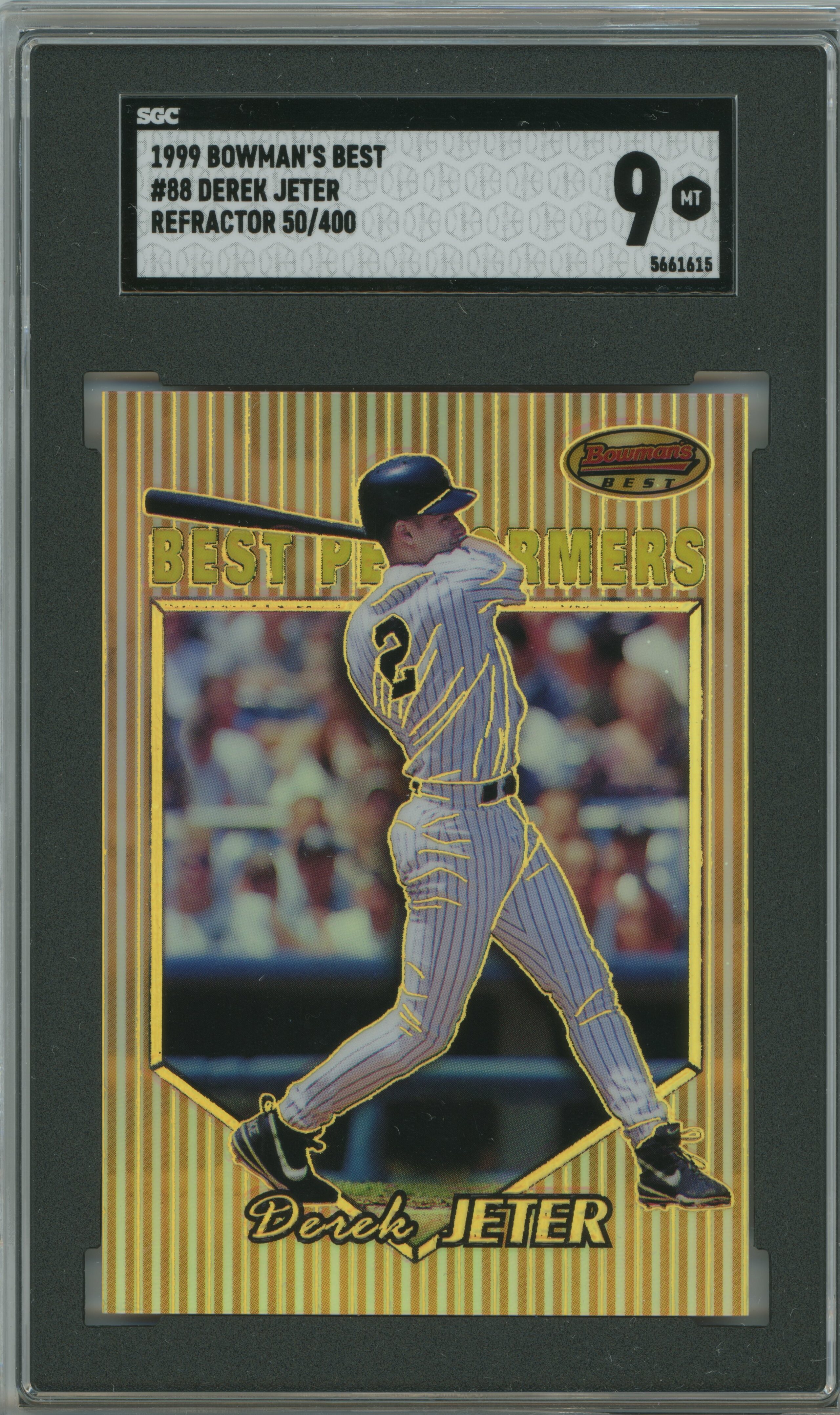 1999 Bowman's Best Refractor Derek Jeter SGC 9