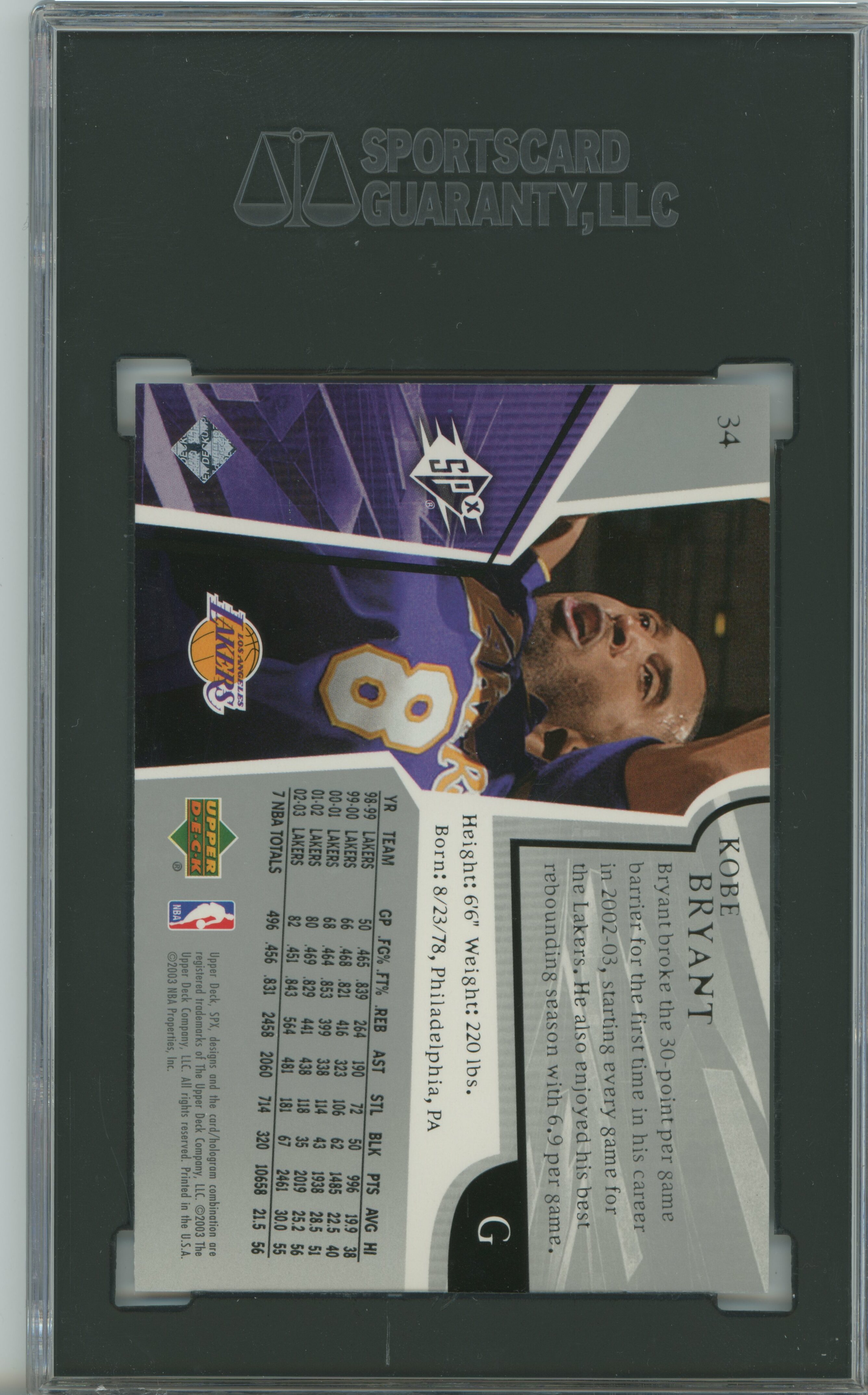 2003-04 SPx Kobe Bryant SGC 9.5