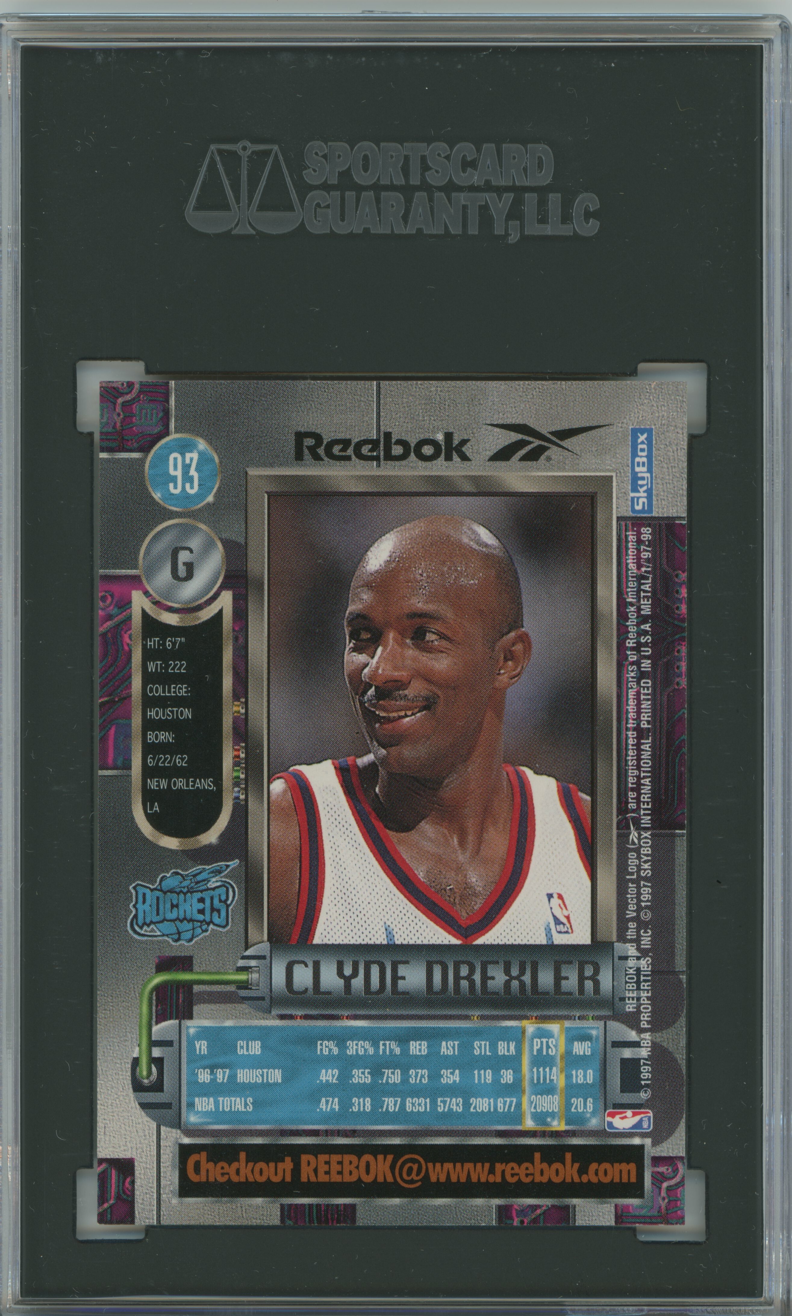 1997-98 Metal Universe Reebok Chase Bronze Clyde Drexler SGC 9