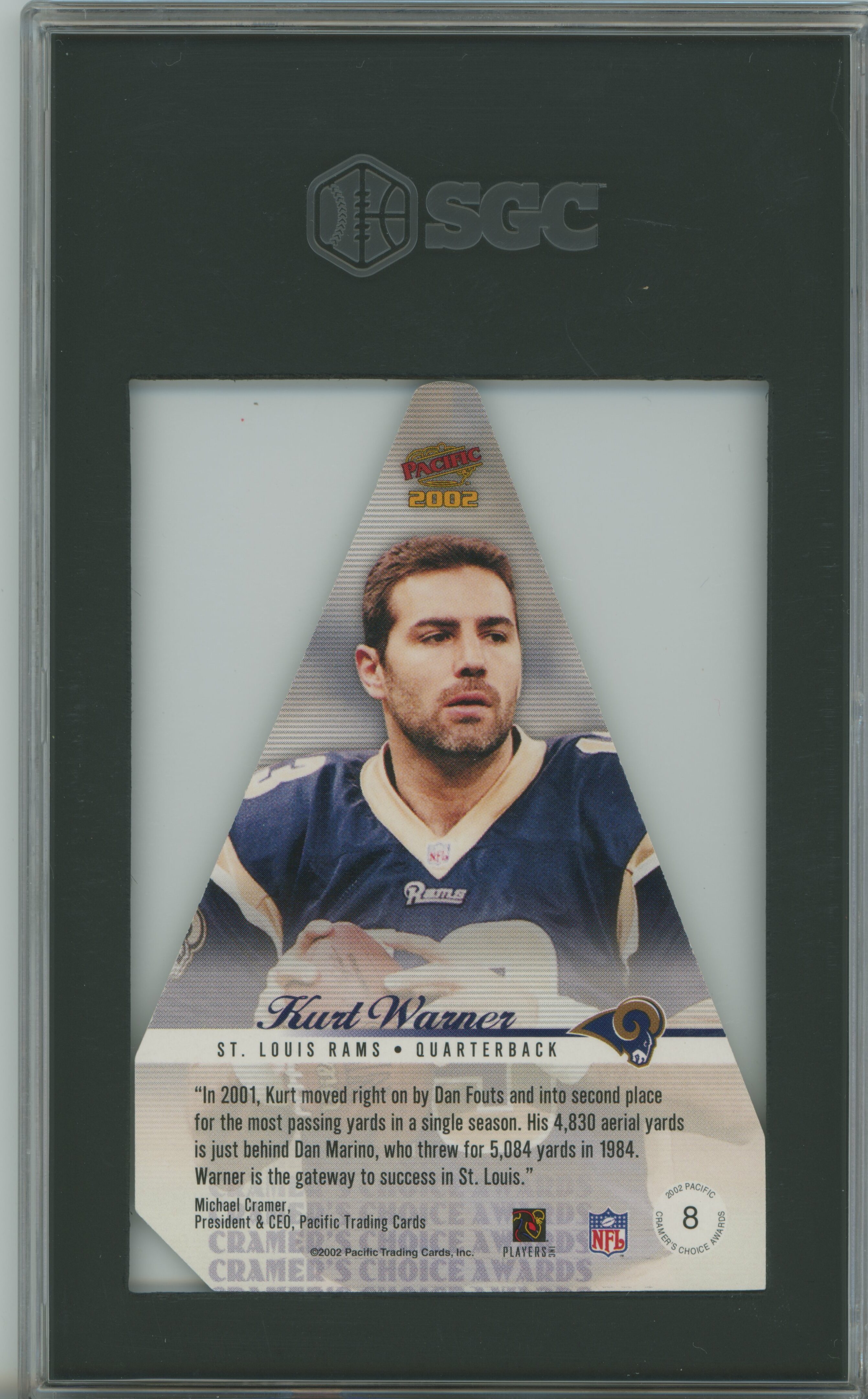 2002 Pacific Cramer's Choice Kurt Warner SGC 9.5