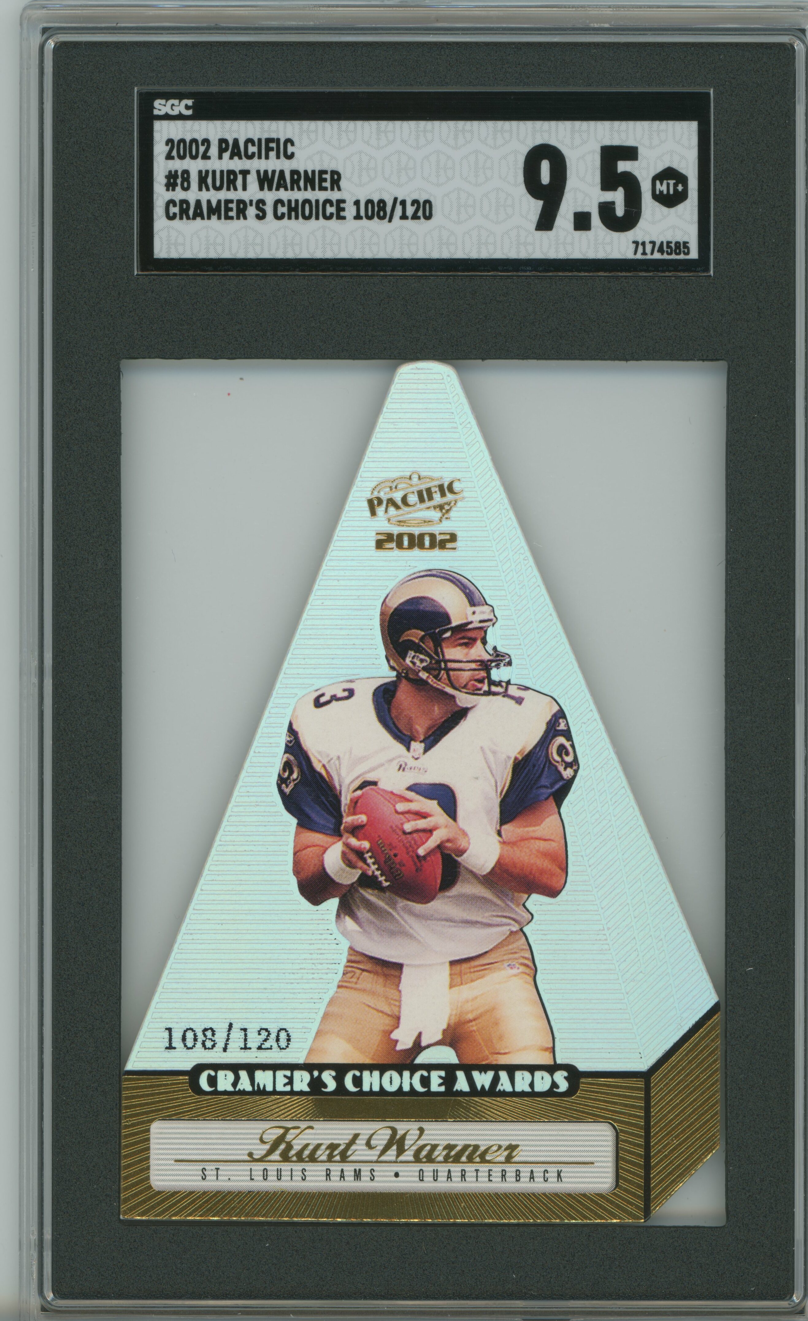 2002 Pacific Cramer's Choice Kurt Warner SGC 9.5