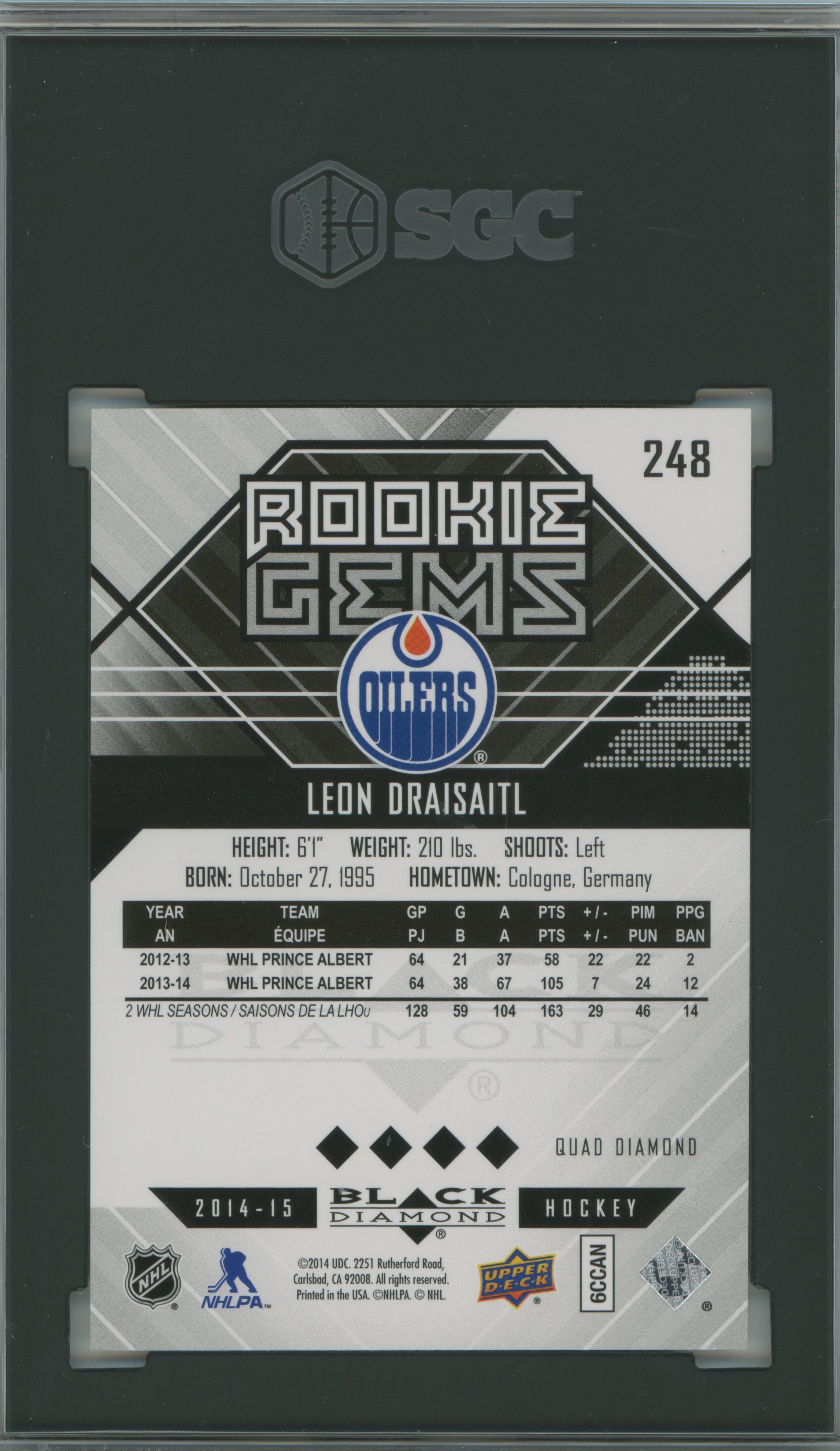 2014-15 Black Diamond Orange RC Leon Draisaitl SGC 9