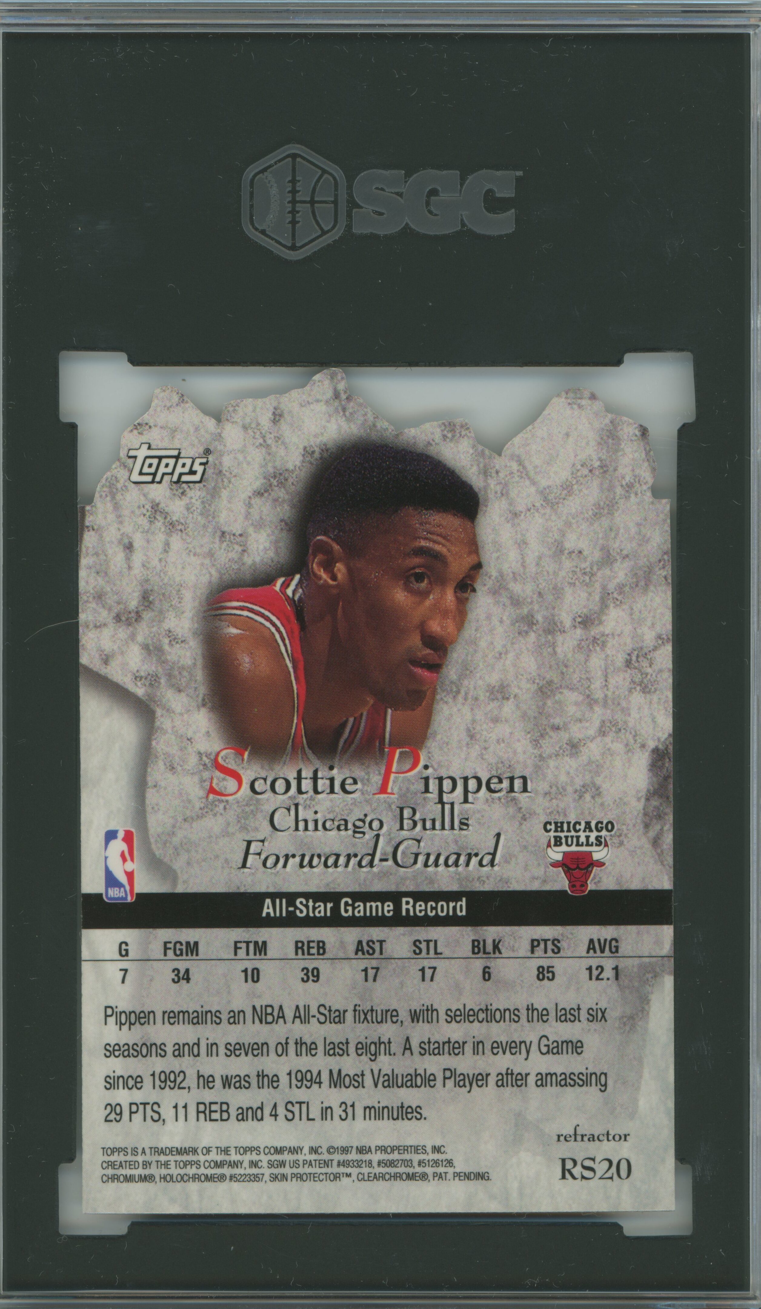 1997-98 Topps Rock Stars Refractor Scottie Pippen SGC 9.5