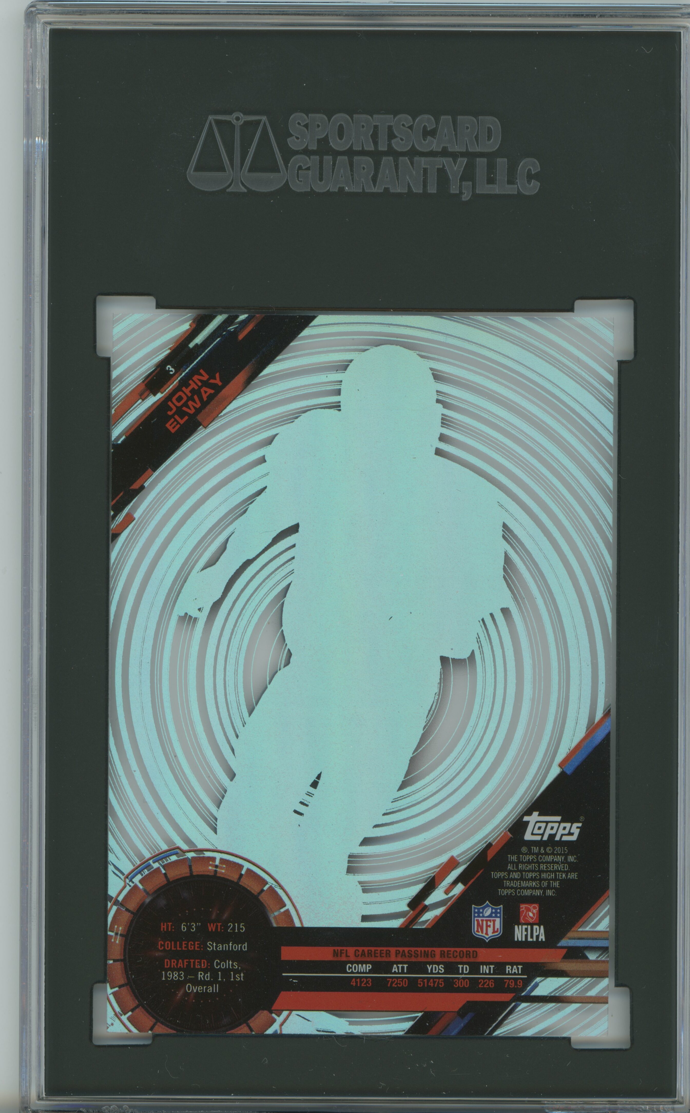 2015 Topps High Tek Spiral John Elway SGC 10