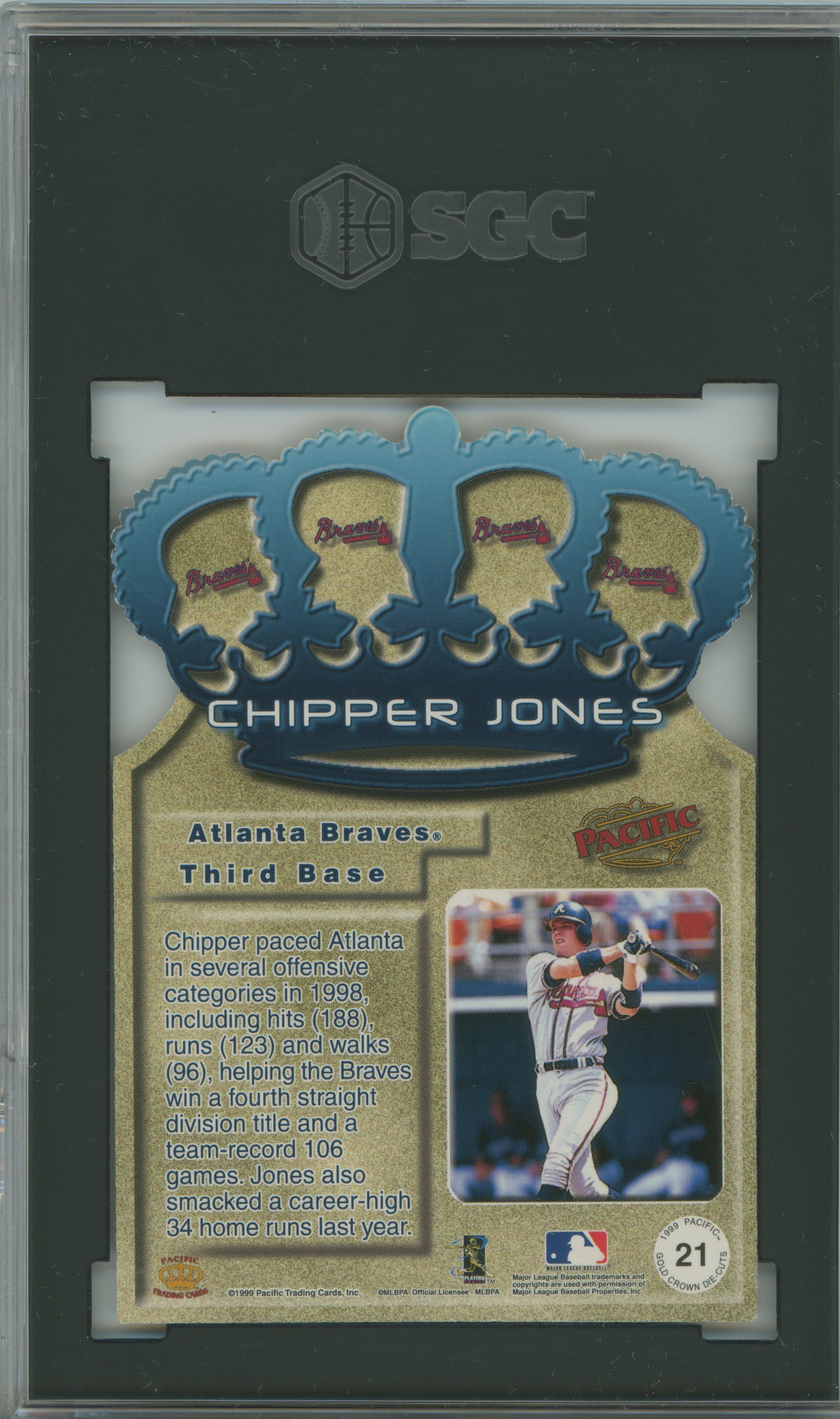 1999 Pacific Gold Crown Die-Cut Chipper Jones SGC 9